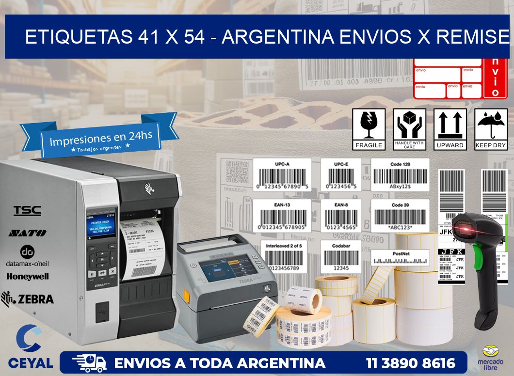 ETIQUETAS 41 x 54 - ARGENTINA ENVIOS X REMISE