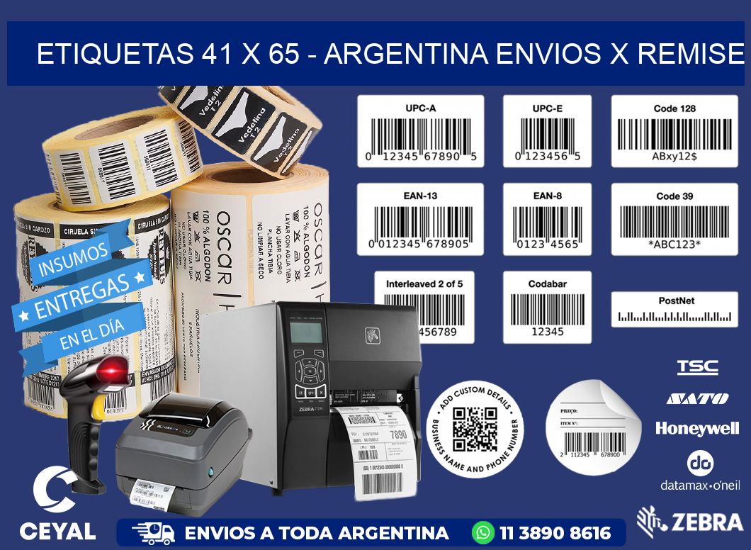 ETIQUETAS 41 x 65 - ARGENTINA ENVIOS X REMISE