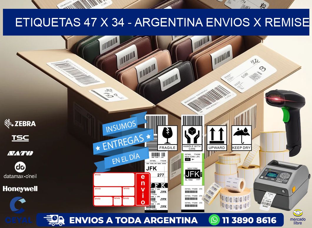 ETIQUETAS 47 x 34 - ARGENTINA ENVIOS X REMISE