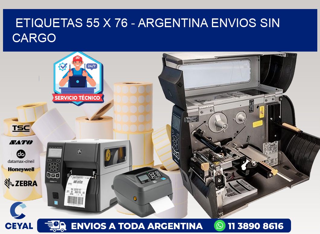 ETIQUETAS 55 x 76 - ARGENTINA ENVIOS SIN CARGO