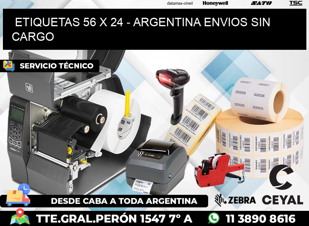 ETIQUETAS 56 x 24 - ARGENTINA ENVIOS SIN CARGO