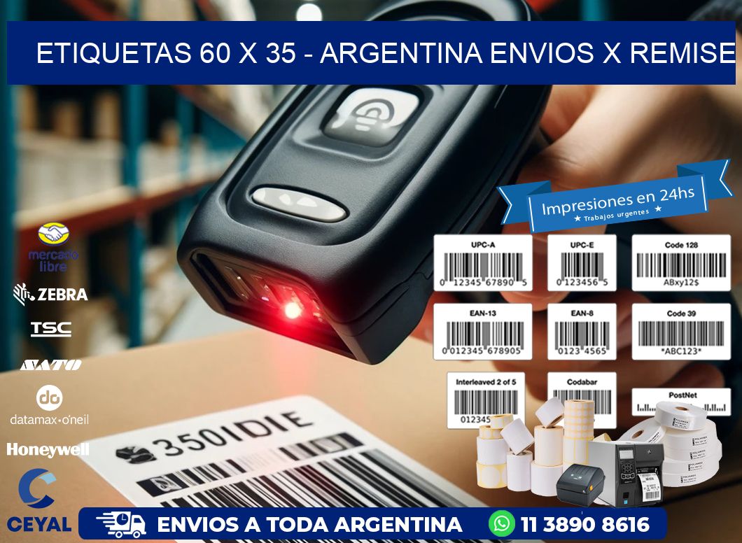 ETIQUETAS 60 x 35 - ARGENTINA ENVIOS X REMISE