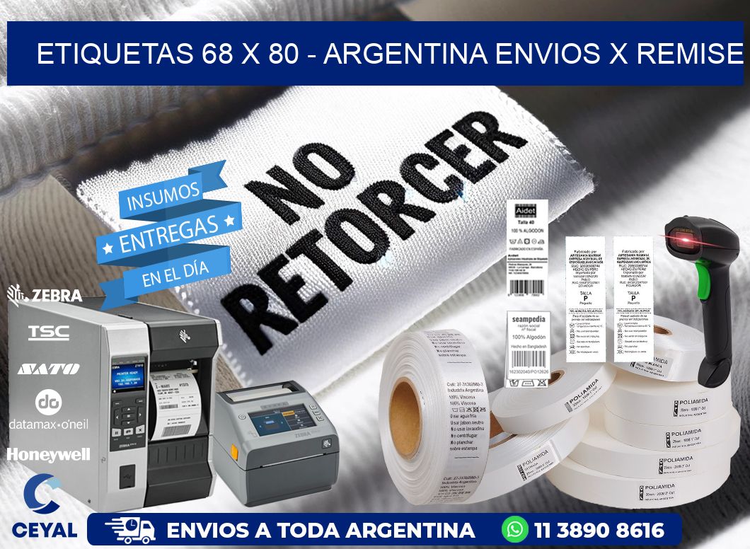 ETIQUETAS 68 x 80 - ARGENTINA ENVIOS X REMISE