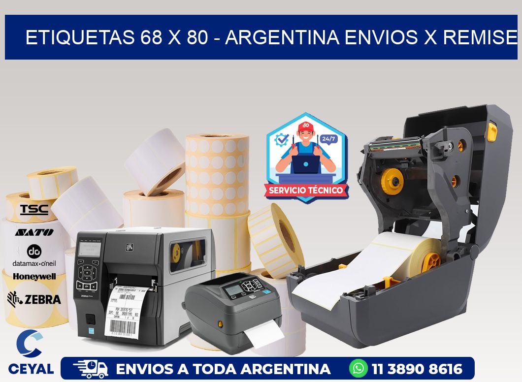 ETIQUETAS 68 x 80 - ARGENTINA ENVIOS X REMISE