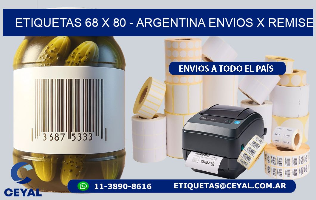 ETIQUETAS 68 x 80 - ARGENTINA ENVIOS X REMISE