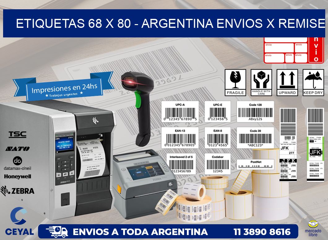 ETIQUETAS 68 x 80 – ARGENTINA ENVIOS X REMISE