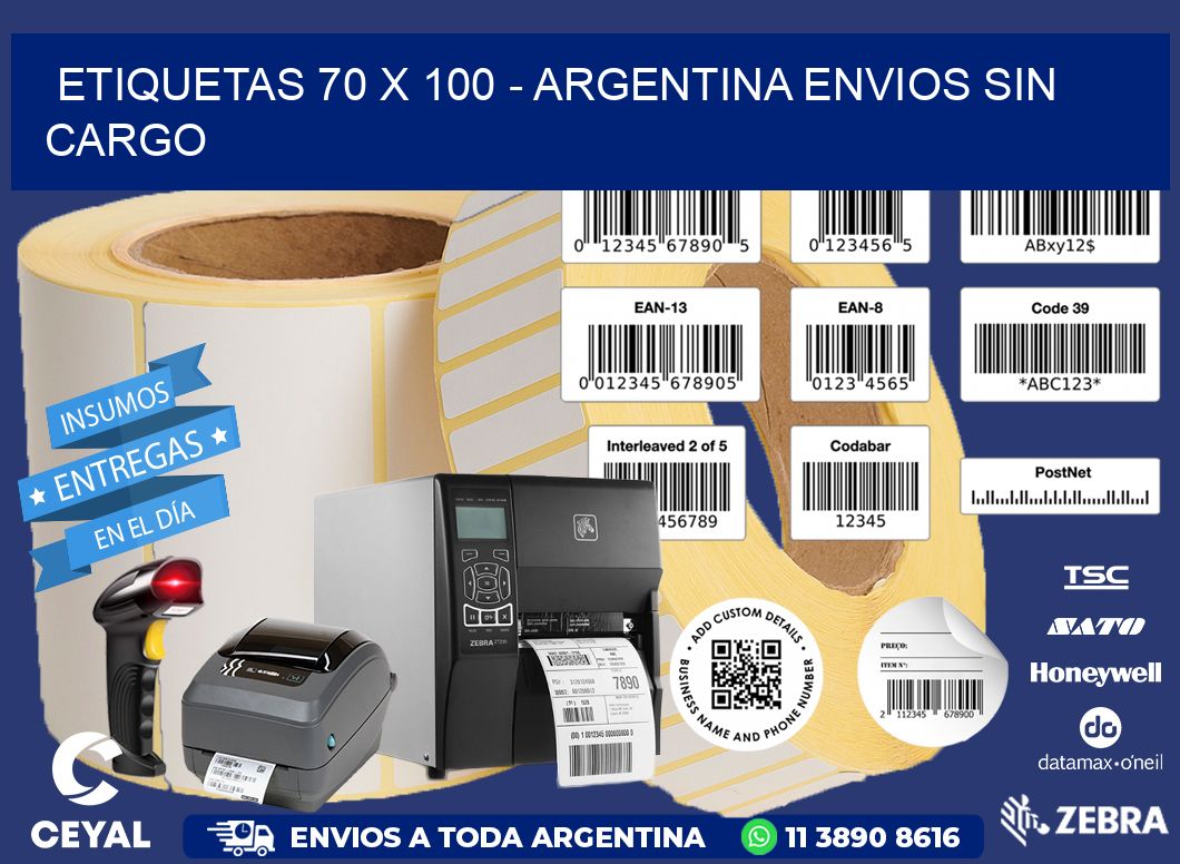 ETIQUETAS 70 x 100 - ARGENTINA ENVIOS SIN CARGO