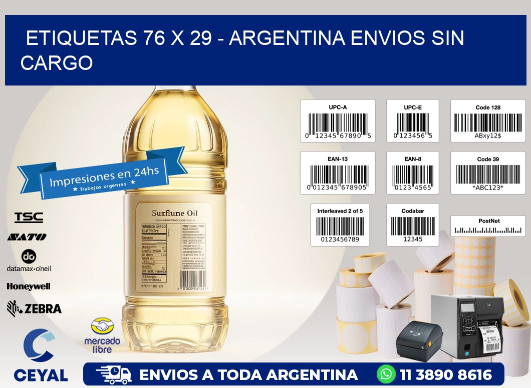 ETIQUETAS 76 x 29 - ARGENTINA ENVIOS SIN CARGO