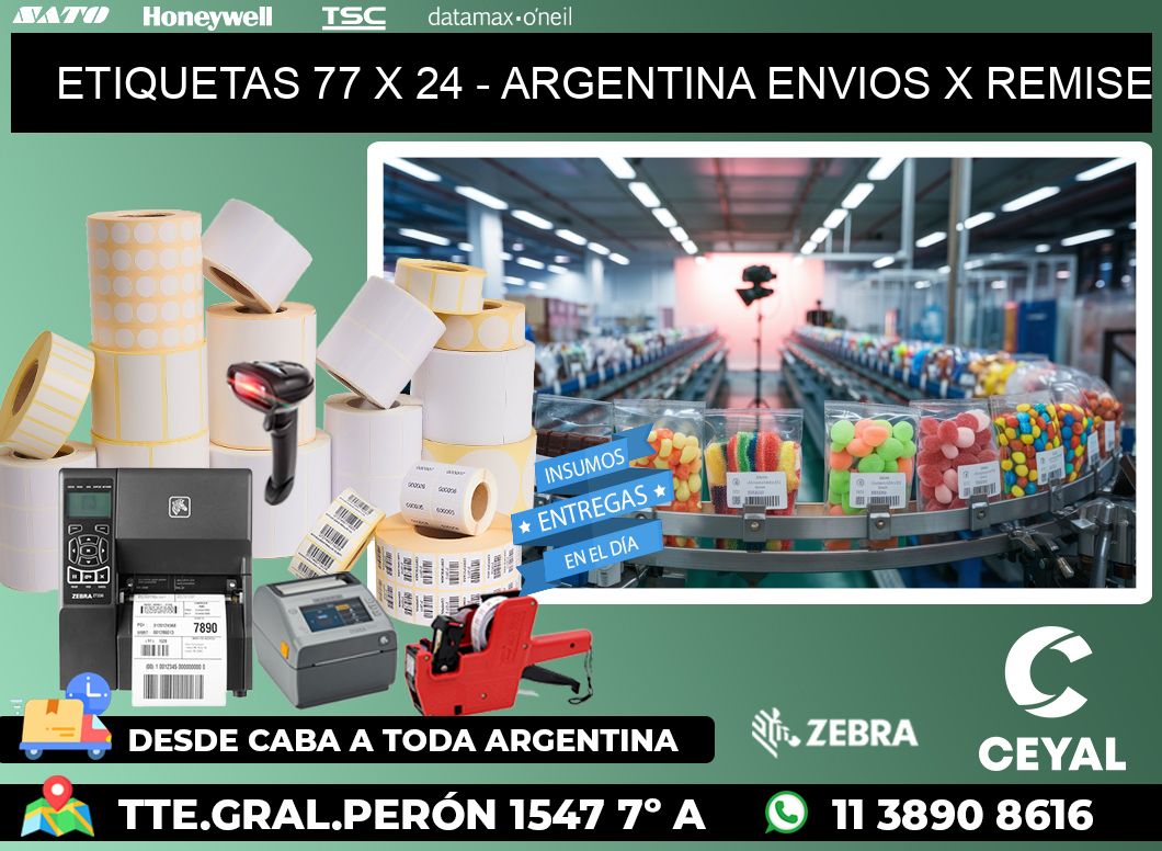 ETIQUETAS 77 x 24 - ARGENTINA ENVIOS X REMISE