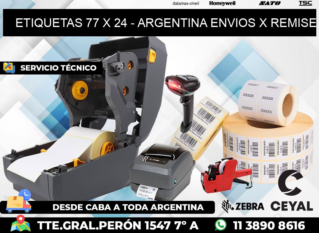 ETIQUETAS 77 x 24 - ARGENTINA ENVIOS X REMISE