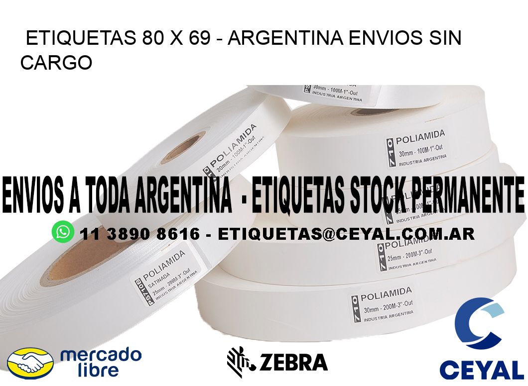 ETIQUETAS 80 x 69 - ARGENTINA ENVIOS SIN CARGO