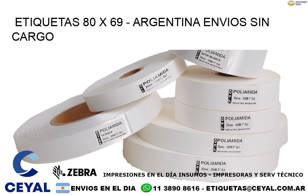 ETIQUETAS 80 x 69 - ARGENTINA ENVIOS SIN CARGO