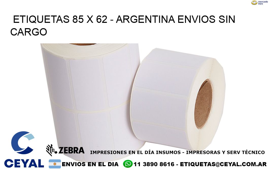 ETIQUETAS 85 x 62 - ARGENTINA ENVIOS SIN CARGO