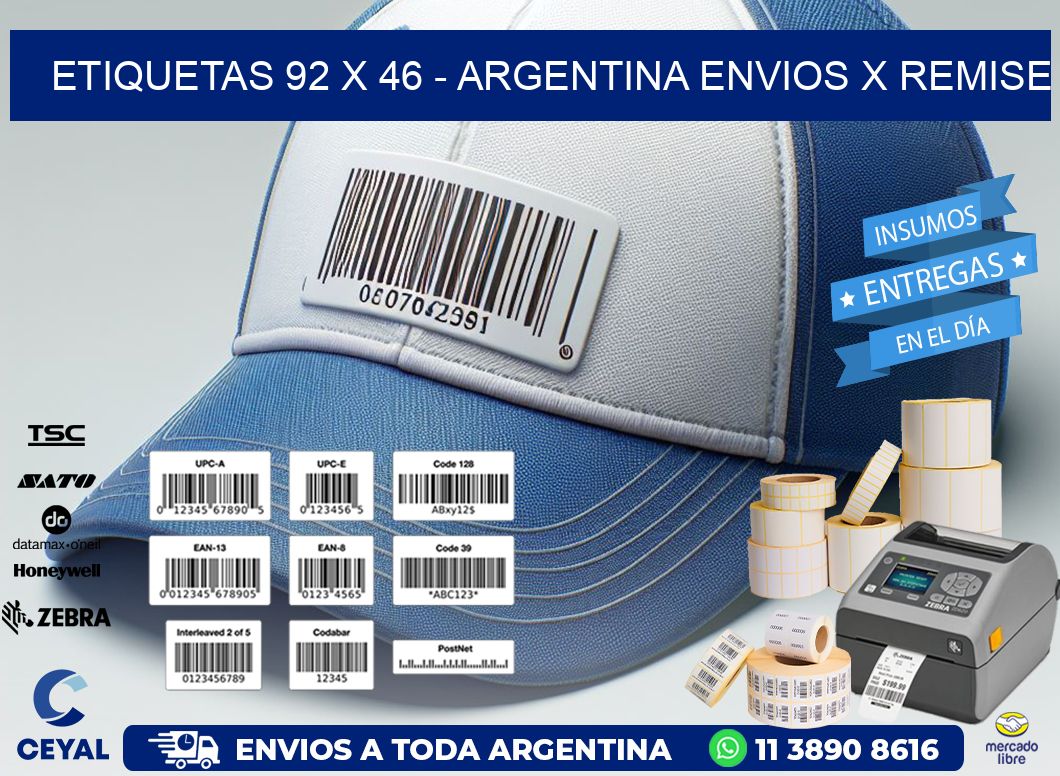 ETIQUETAS 92 x 46 - ARGENTINA ENVIOS X REMISE