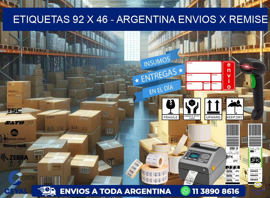 ETIQUETAS 92 x 46 - ARGENTINA ENVIOS X REMISE