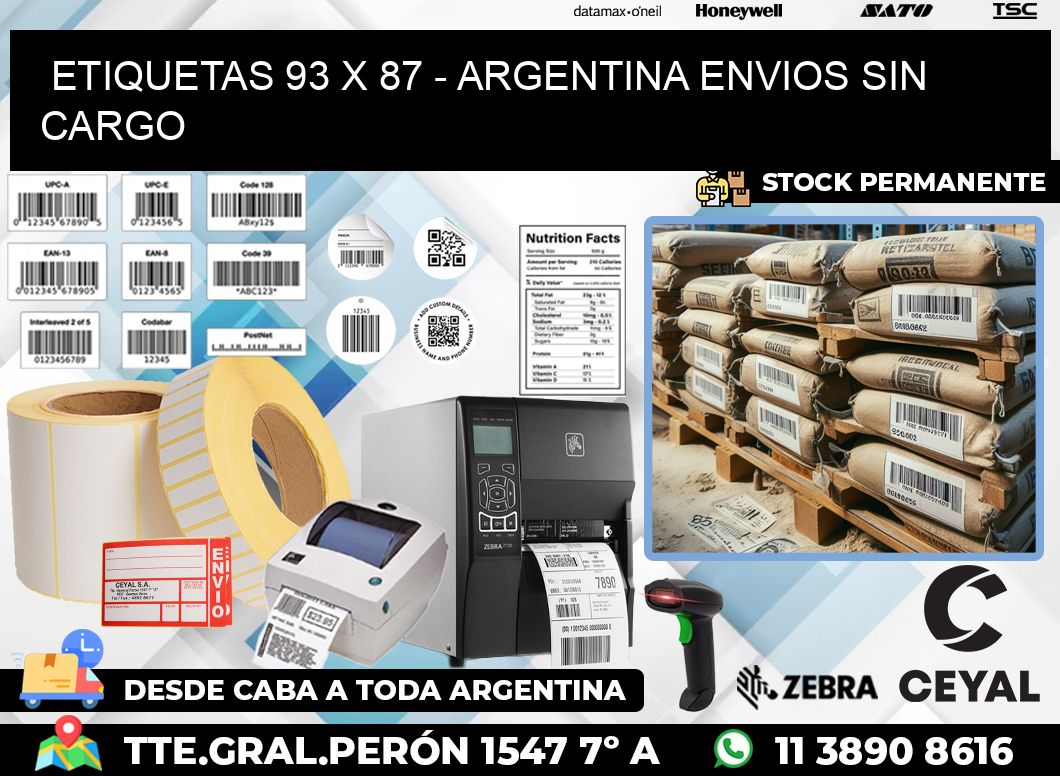 ETIQUETAS 93 x 87 – ARGENTINA ENVIOS SIN CARGO