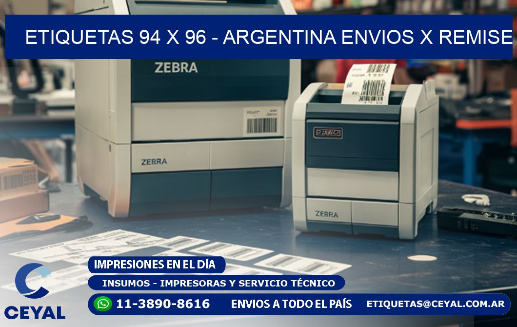 ETIQUETAS 94 x 96 - ARGENTINA ENVIOS X REMISE