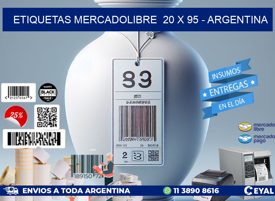 ETIQUETAS MERCADOLIBRE  20 x 95 - ARGENTINA