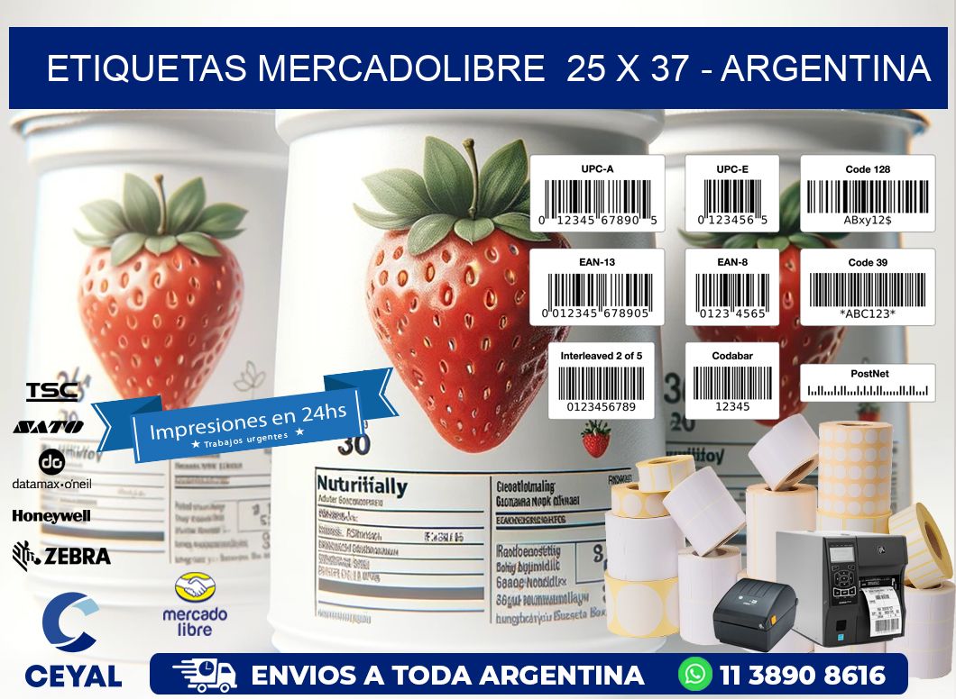 ETIQUETAS MERCADOLIBRE  25 x 37 - ARGENTINA