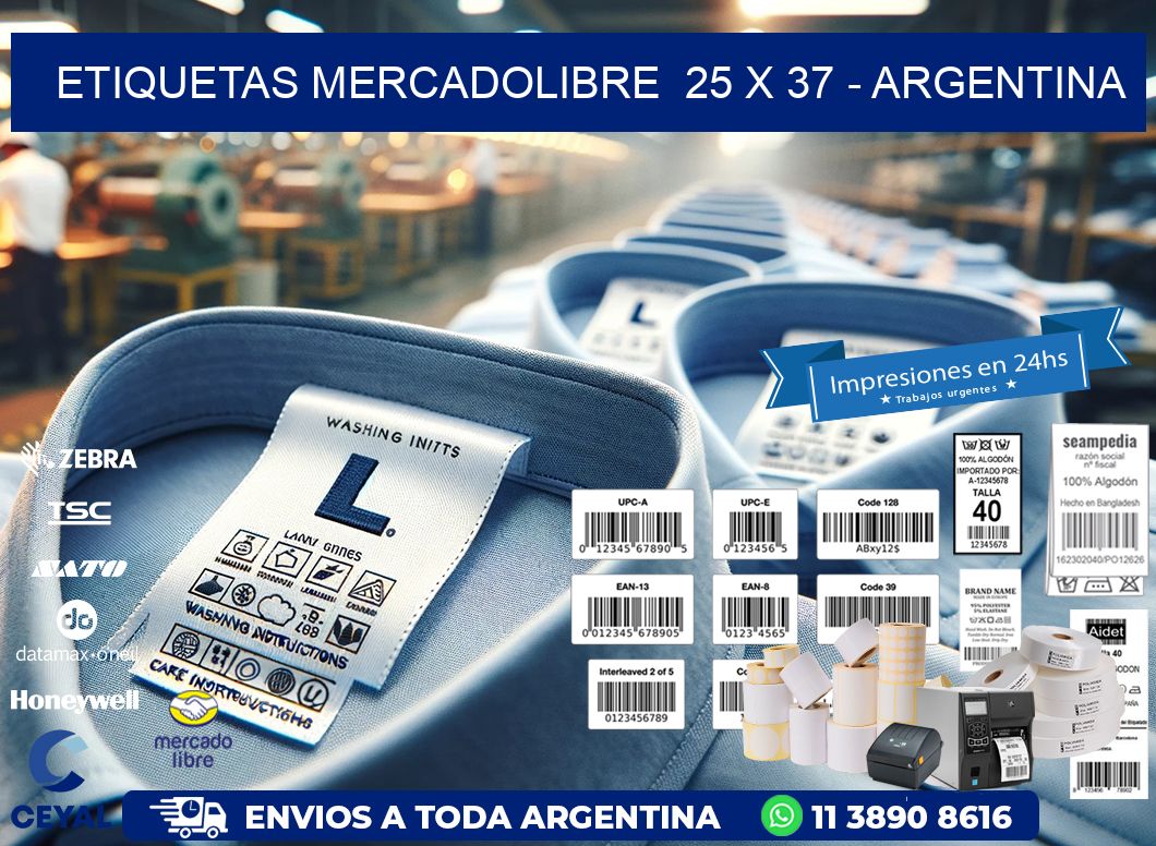 ETIQUETAS MERCADOLIBRE  25 x 37 - ARGENTINA