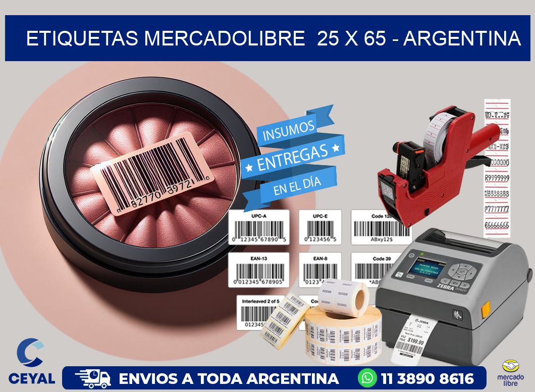 ETIQUETAS MERCADOLIBRE  25 x 65 - ARGENTINA