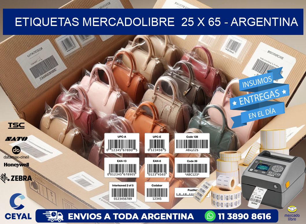 ETIQUETAS MERCADOLIBRE  25 x 65 - ARGENTINA