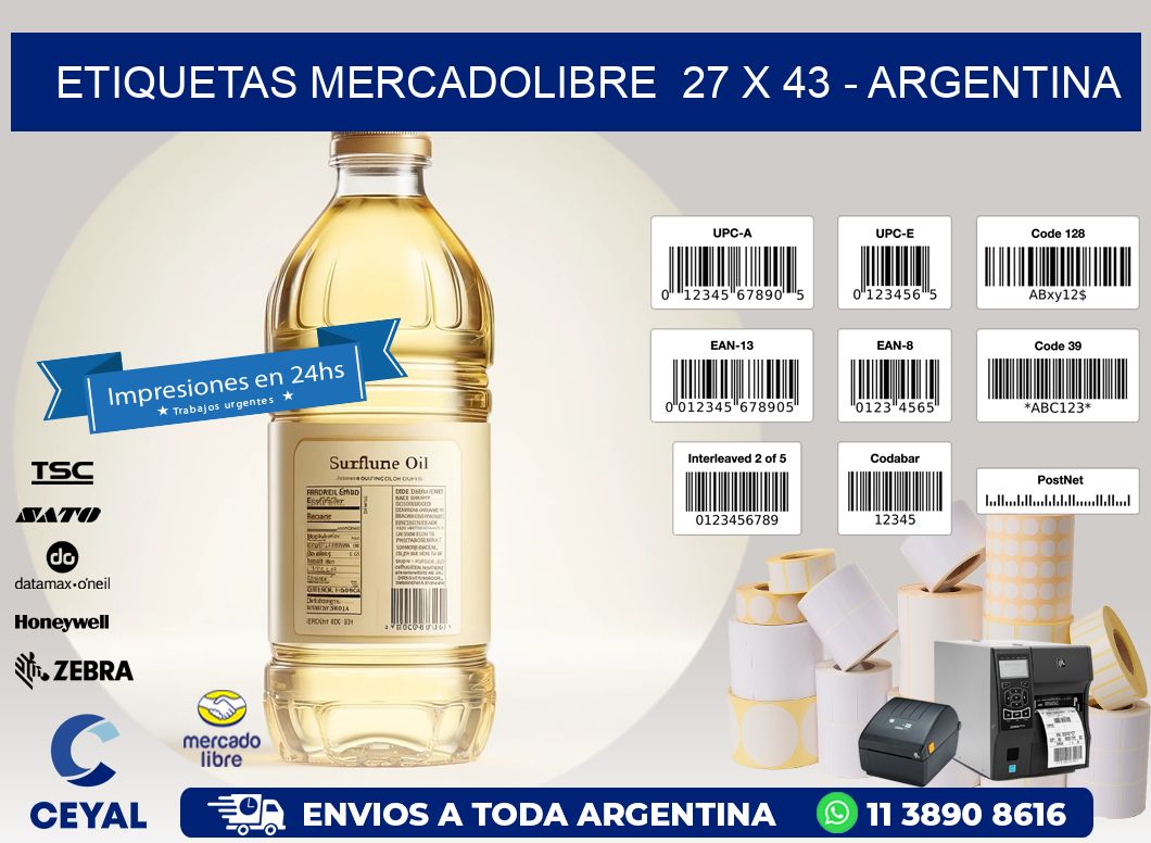 ETIQUETAS MERCADOLIBRE  27 x 43 - ARGENTINA