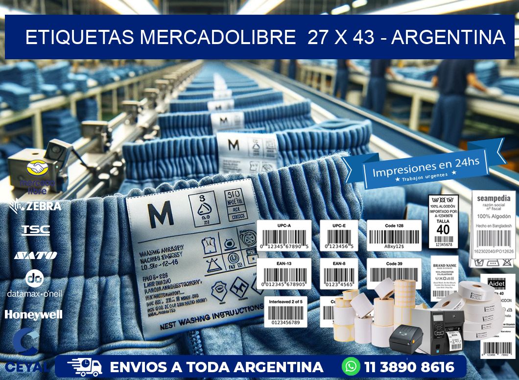 ETIQUETAS MERCADOLIBRE  27 x 43 - ARGENTINA