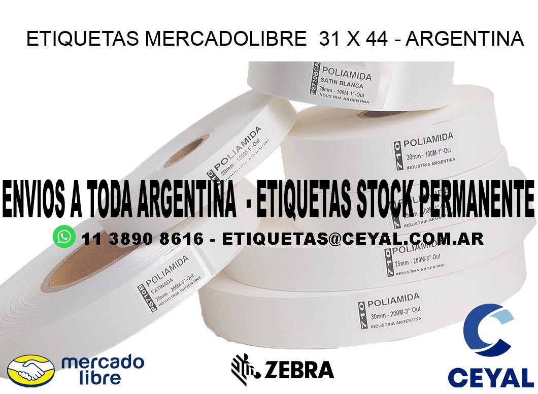 ETIQUETAS MERCADOLIBRE  31 x 44 - ARGENTINA