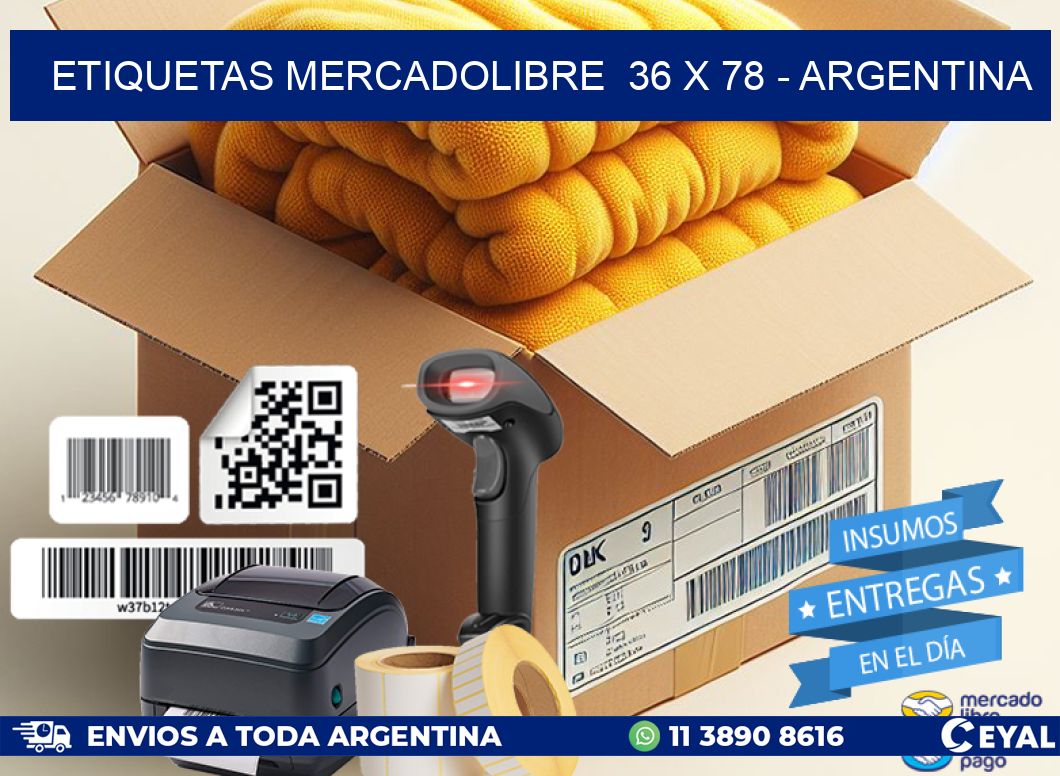 ETIQUETAS MERCADOLIBRE  36 x 78 - ARGENTINA