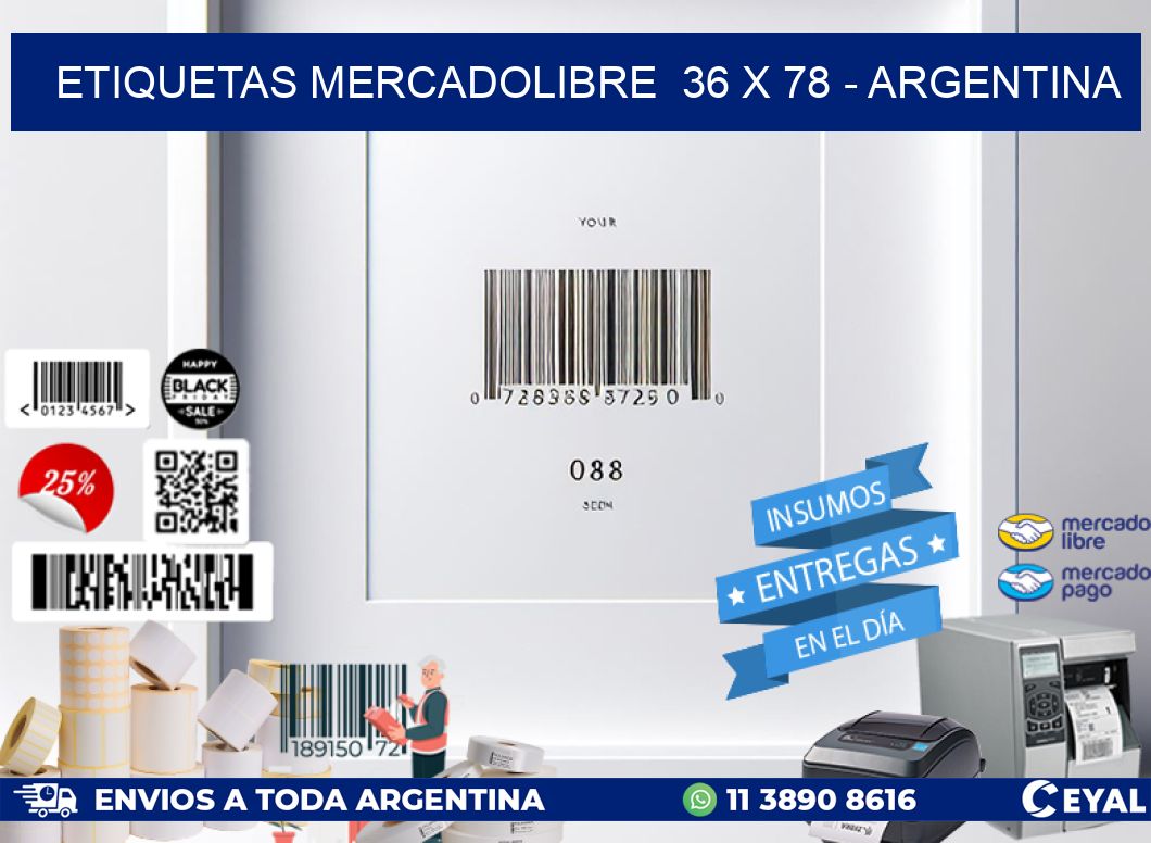 ETIQUETAS MERCADOLIBRE  36 x 78 - ARGENTINA