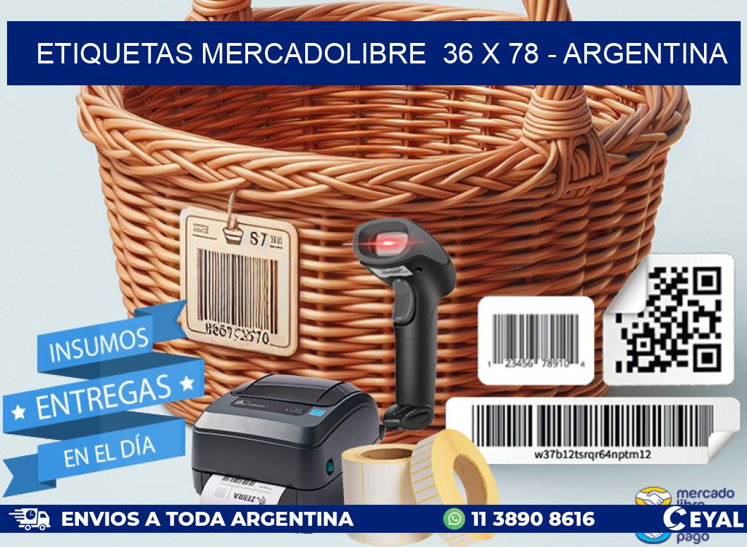 ETIQUETAS MERCADOLIBRE  36 x 78 - ARGENTINA