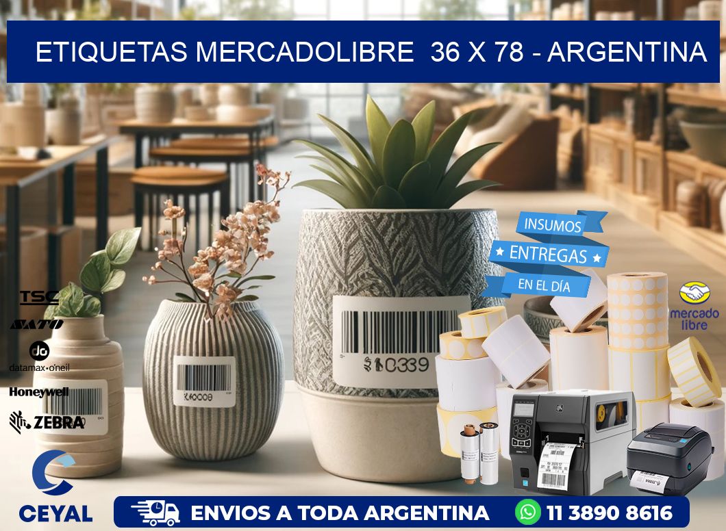 ETIQUETAS MERCADOLIBRE  36 x 78 - ARGENTINA