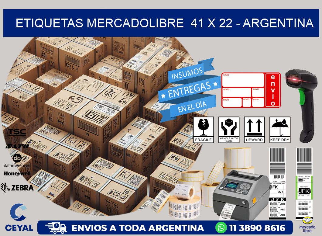 ETIQUETAS MERCADOLIBRE  41 x 22 - ARGENTINA