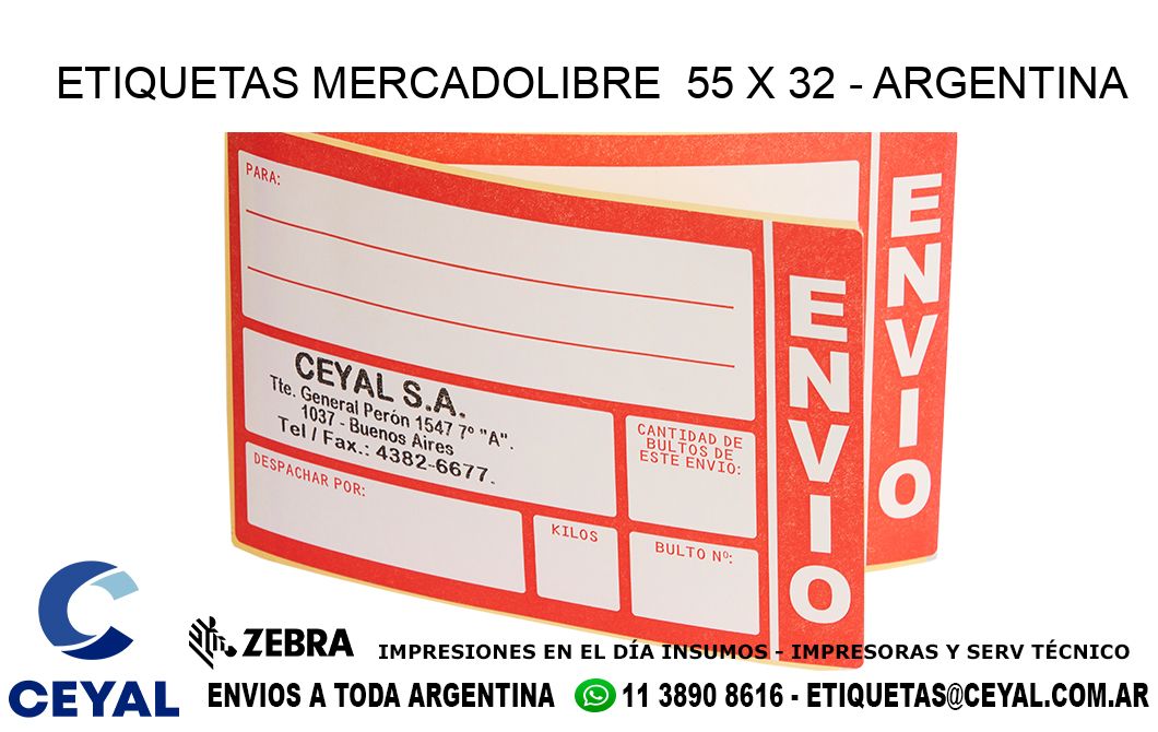 ETIQUETAS MERCADOLIBRE  55 x 32 - ARGENTINA