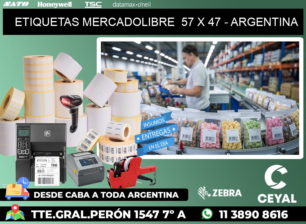 ETIQUETAS MERCADOLIBRE  57 x 47 - ARGENTINA