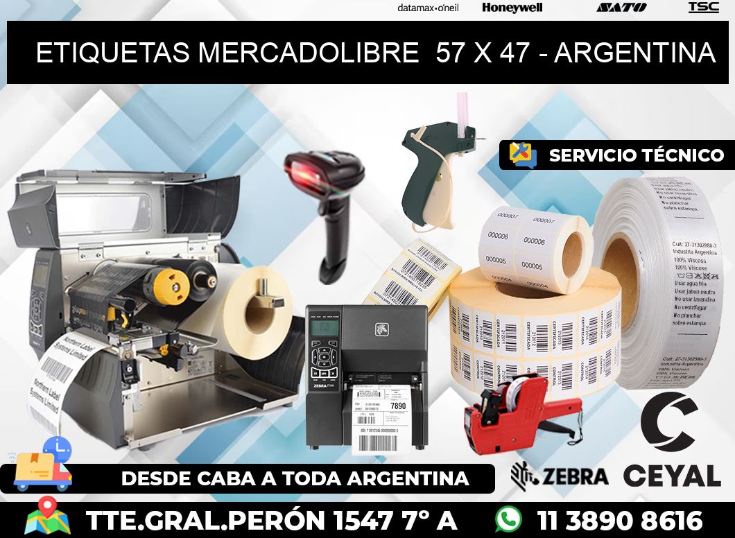 ETIQUETAS MERCADOLIBRE  57 x 47 - ARGENTINA