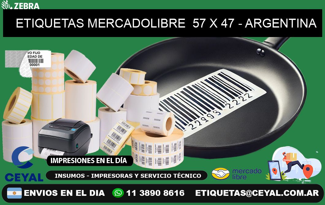 ETIQUETAS MERCADOLIBRE  57 x 47 - ARGENTINA