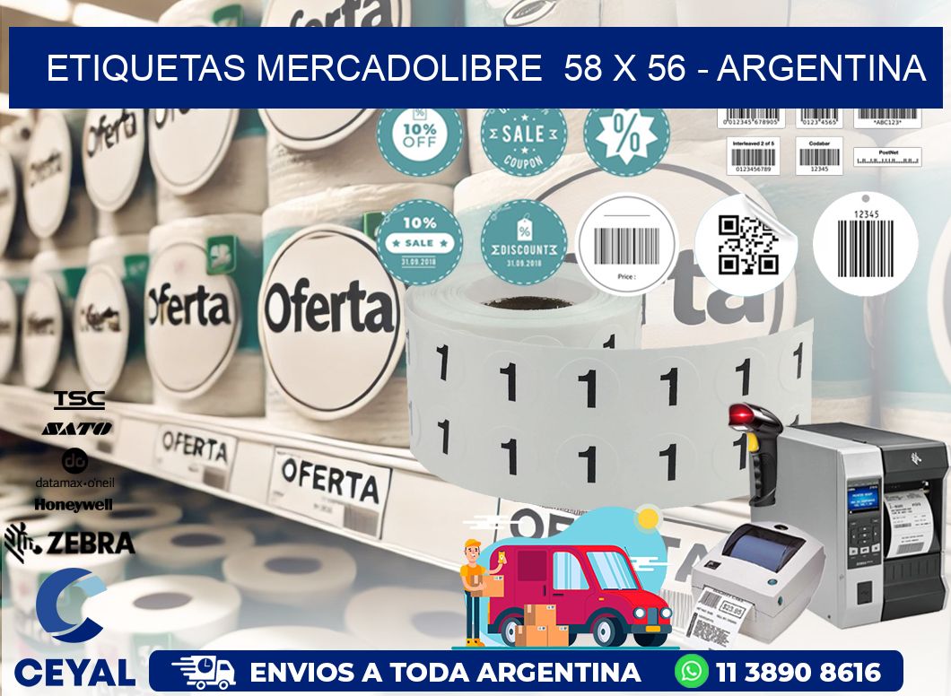 ETIQUETAS MERCADOLIBRE  58 x 56 - ARGENTINA