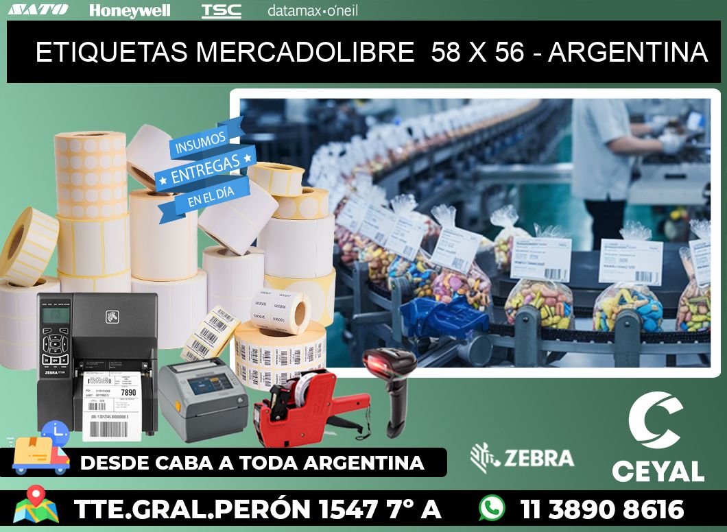 ETIQUETAS MERCADOLIBRE  58 x 56 - ARGENTINA