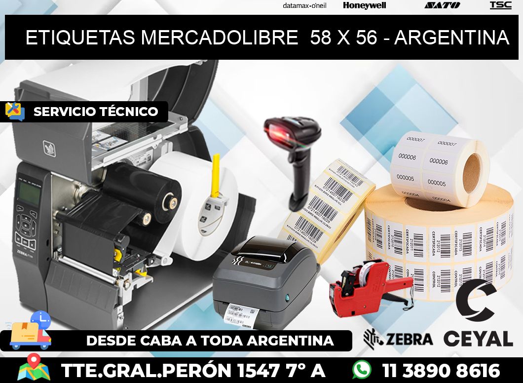 ETIQUETAS MERCADOLIBRE  58 x 56 - ARGENTINA