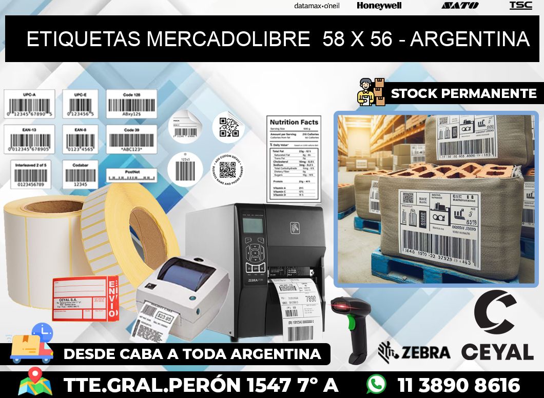 ETIQUETAS MERCADOLIBRE  58 x 56 – ARGENTINA