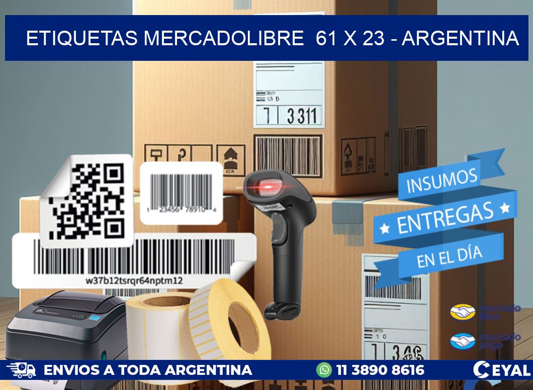 ETIQUETAS MERCADOLIBRE  61 x 23 - ARGENTINA