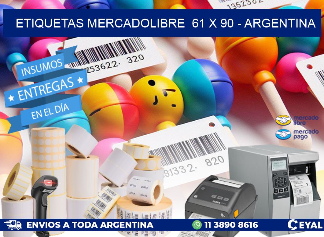 ETIQUETAS MERCADOLIBRE  61 x 90 - ARGENTINA