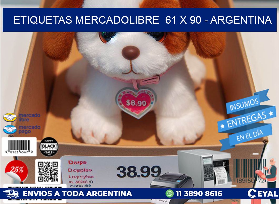 ETIQUETAS MERCADOLIBRE  61 x 90 - ARGENTINA