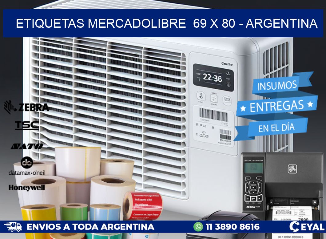 ETIQUETAS MERCADOLIBRE  69 x 80 - ARGENTINA