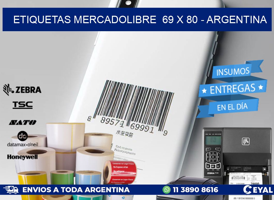 ETIQUETAS MERCADOLIBRE  69 x 80 - ARGENTINA