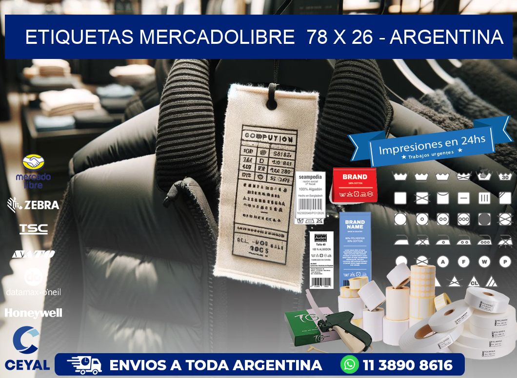 ETIQUETAS MERCADOLIBRE  78 x 26 - ARGENTINA