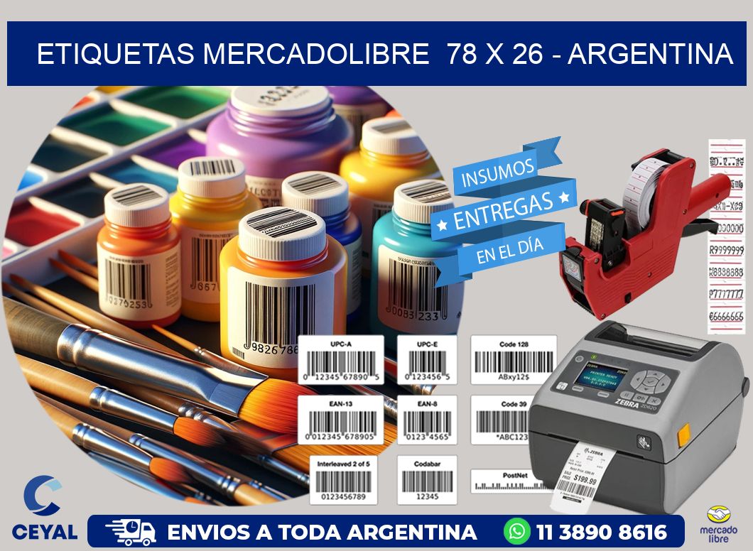 ETIQUETAS MERCADOLIBRE  78 x 26 - ARGENTINA