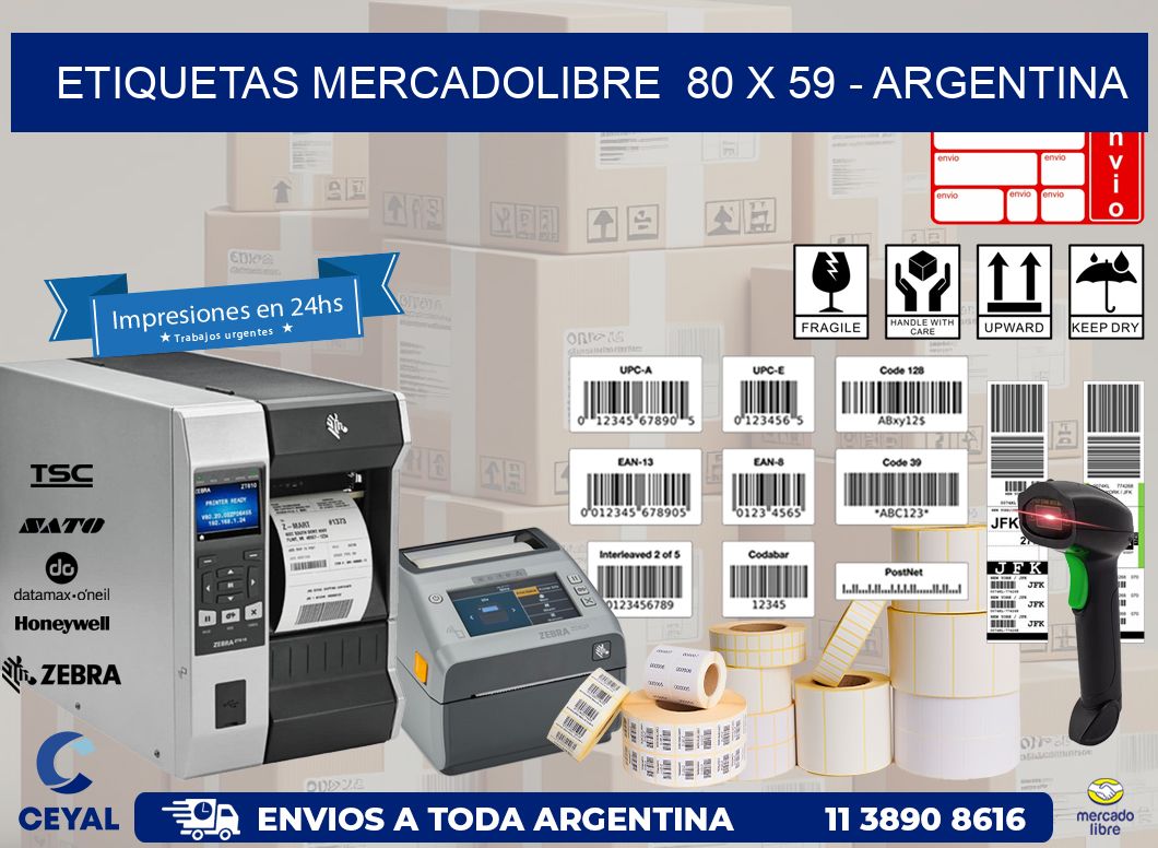 ETIQUETAS MERCADOLIBRE  80 x 59 - ARGENTINA